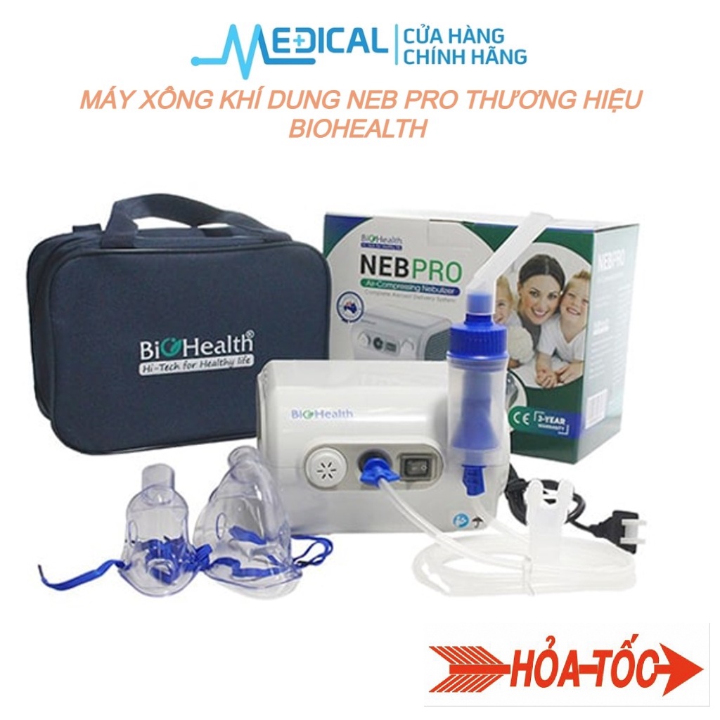 [Hoả Tốc HCM ] Máy xông khí dung BioHealth NEB PRO kích thước nhỏ gọn, thiết kế đơn giản dễ sử dụng - MEDICAL