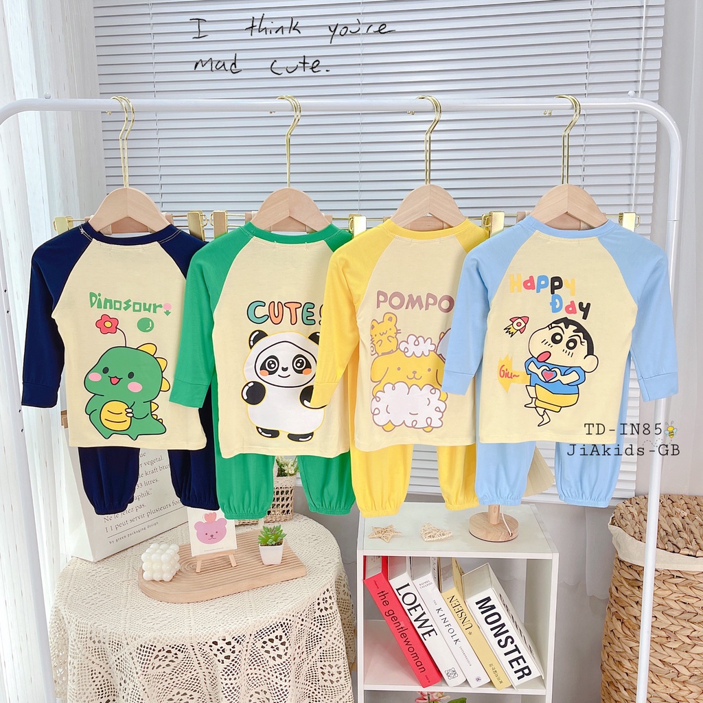 Bộ Dài Tay Quần Alibaba THUN LẠNH MINKY MOM Giáp Lăng In Hình Dễ Thương Cho Bé TD-IN85