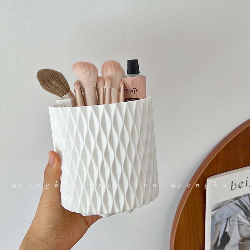 Xô Đựng Cọ Trang Điểm / Bút Trang Điểm Sức Chứa Lớn Màu Trắng Kiểu Xoay Được Đơn Giản