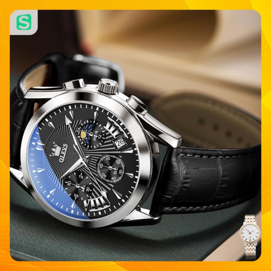 Đồng hồ nam chính hãng OLEVS 2876 dây da bò  Chống thấm nước sâu  hiệu ứng phát sáng
