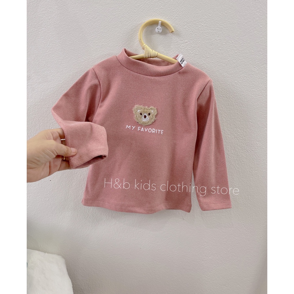 Áo giữ nhiệt cho bé chất zip lông 2 mặt phối hình mặt gấu siêu mềm ấm