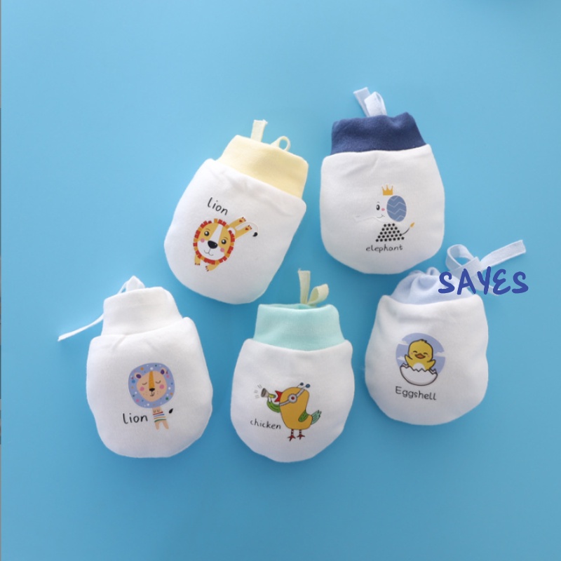 Bao tay cho bé sơ sinh vải cotton mềm mịn cao cấp, có dây nơ rút tiện lợi dễ thương
