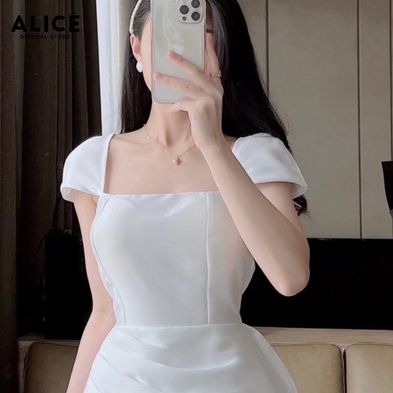 Đầm váy nữ dáng dài sang chảnh màu trắng vải tacta loại 1 thiết kế dáng dài dập ly liền sang trọng