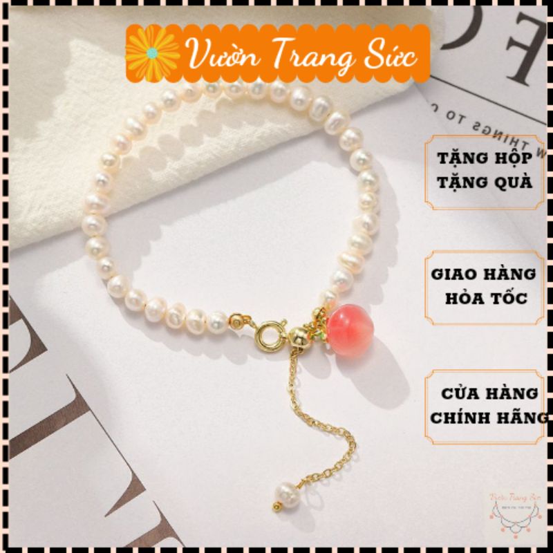 Vòng tay nữ - Lắc tay Pinky Peaches hạt trai nhân tạo quý phái, sang trọng VTS VT137