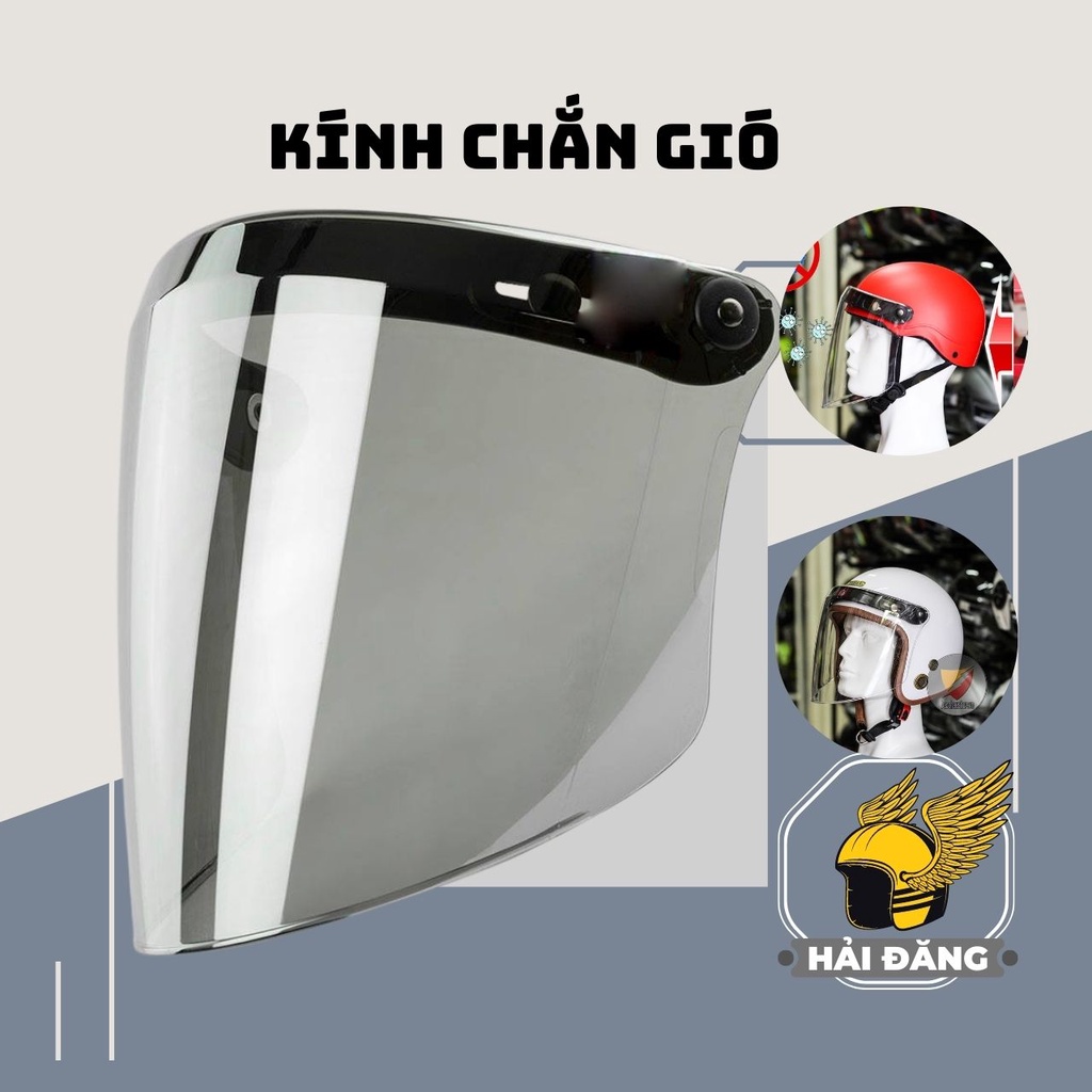 Combo Mũ Bảo Hiểm 3/4 Napoli SH1 Kèm Kính Chắn Gió Loại Dài Cao Cấp (Kính Ngắn - Kính Dài)