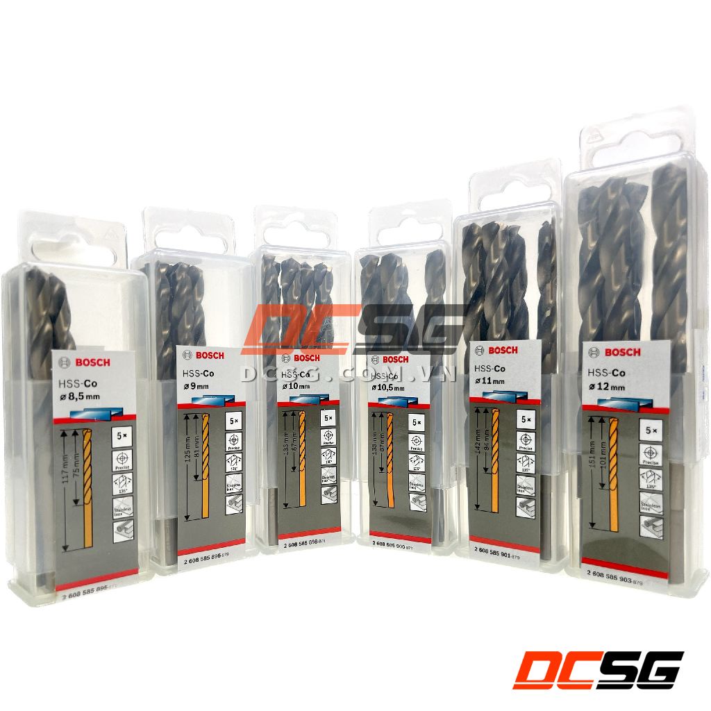 Mũi khoan thép, Inox HSS-Co 6.5-12.0mm Bosch (chọn size)| DCSG