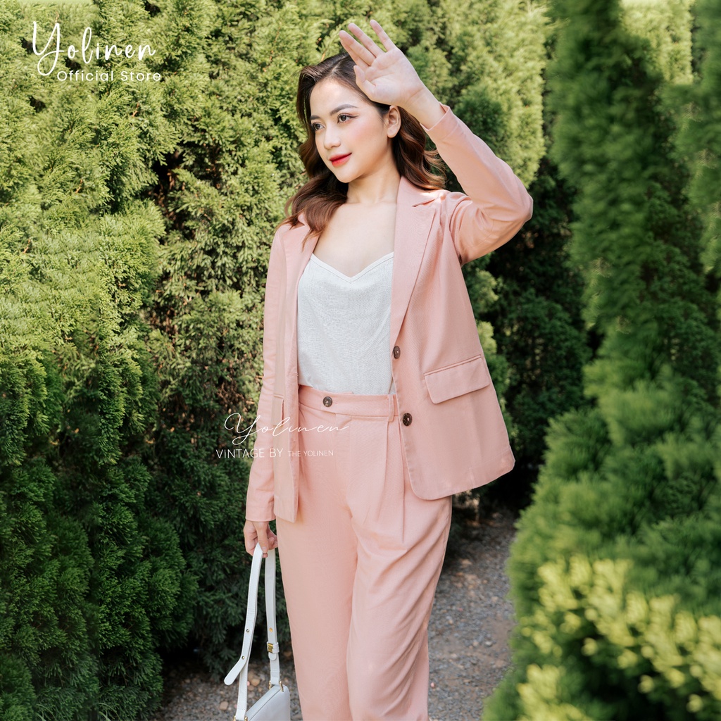 Bộ vest blazer nữ dáng suông nhẹ YOLINEN thiết kế trẻ trung thời trang mùa thu đông cho nữ | BigBuy360 - bigbuy360.vn