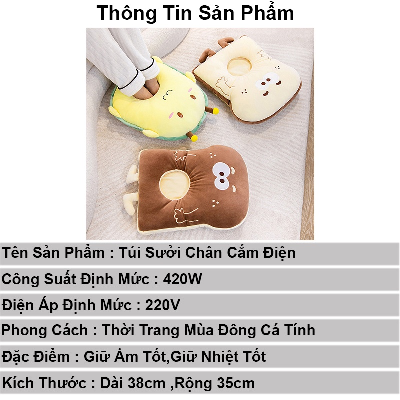 Túi sưởi ấm chân cắm điện ZOZO túi sưởi chân tay hình thú sạc điện mùa đông