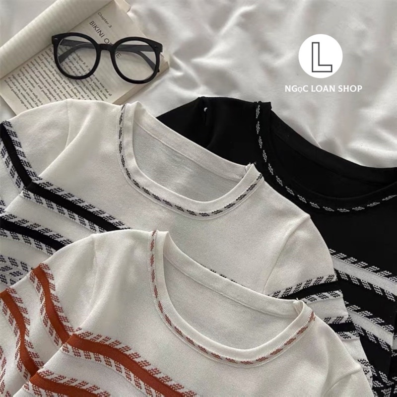 Áo len xương cá Quảng Châu, áo dệt kim nữ tay ngắn Ngọc loan shop.