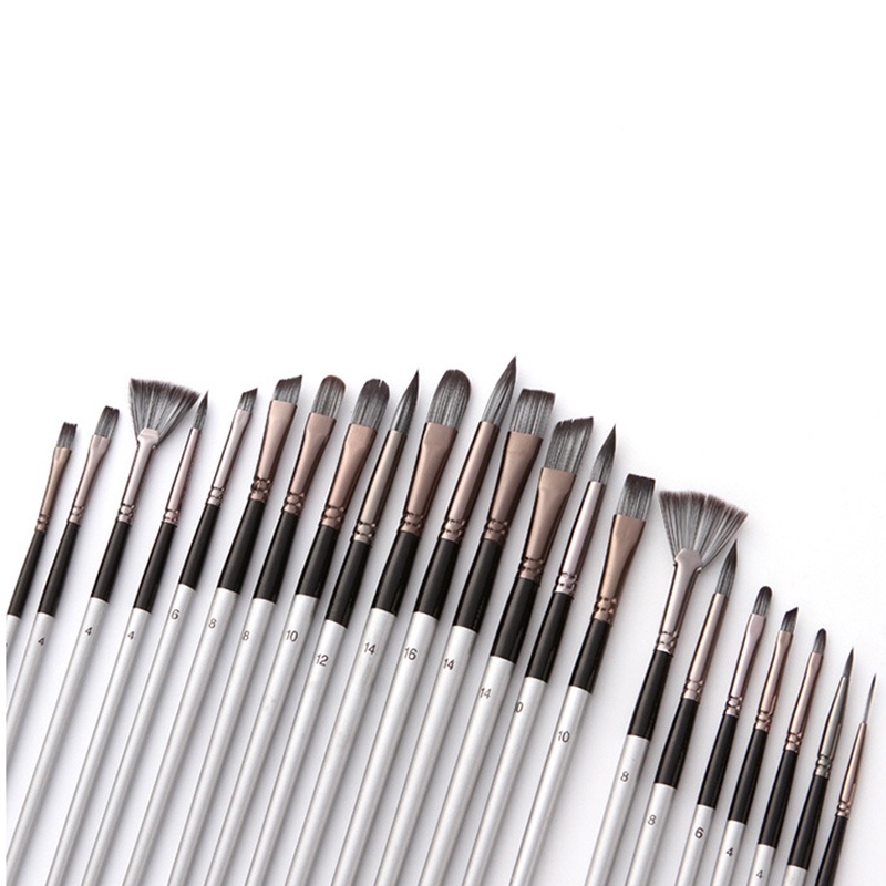 Bộ 24 Cọ Vẽ Màu Nước Acrylic Kèm Túi Đựng Bằng Nhôm