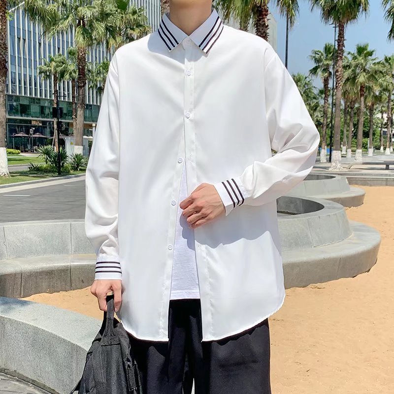 Áo Sơ Mi Dáng Rộng Họa Tiết Kẻ Sọc Phong Cách Nhật Bản Thời Trang Cho Nam Và Nữ Size M-3XL