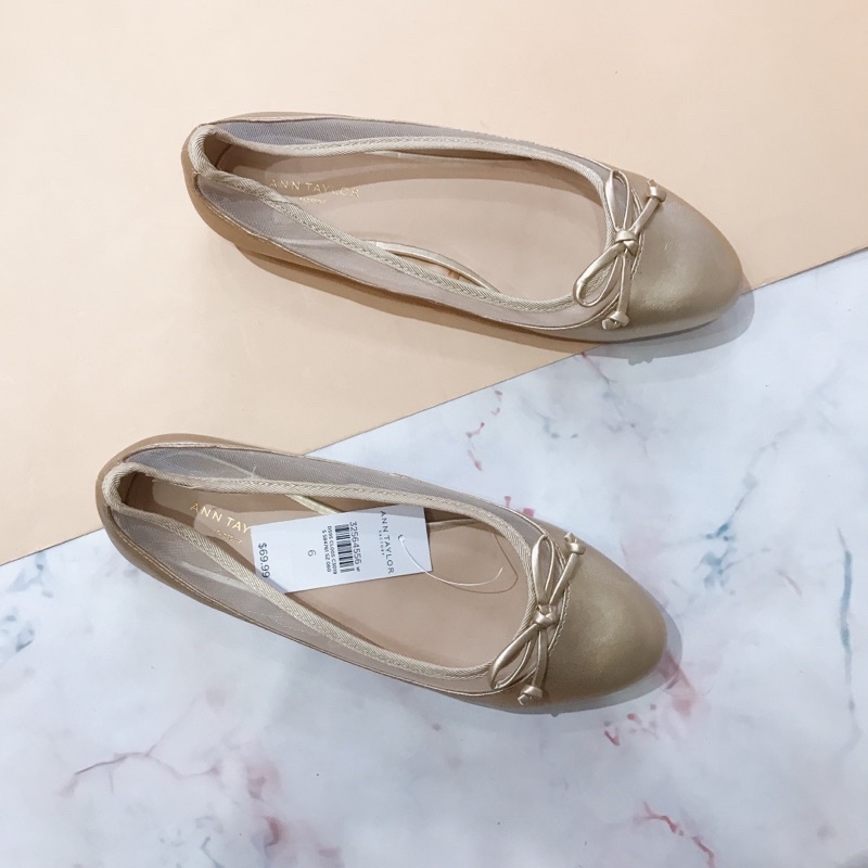 Giày búp bê nữ Ann Taylor xuất Anh nguyên tag - giày bệt nữ mũi tròn đính nơ xinh xắn