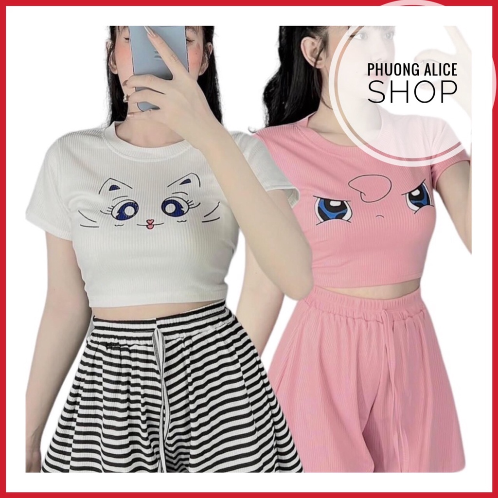 Đồ bộ đùi mặc nhà, bộ ngủ thun gân đùi mặc nhà siêu xinh - Phuongaliceshop