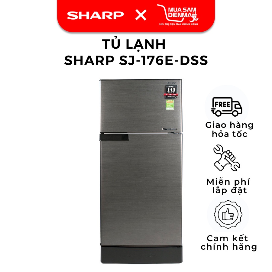 Tủ lạnh nhỏ mini  Sharp 165 lít SJ-X176E-SL - Hàng chính hãng - Chỉ giao tại HN