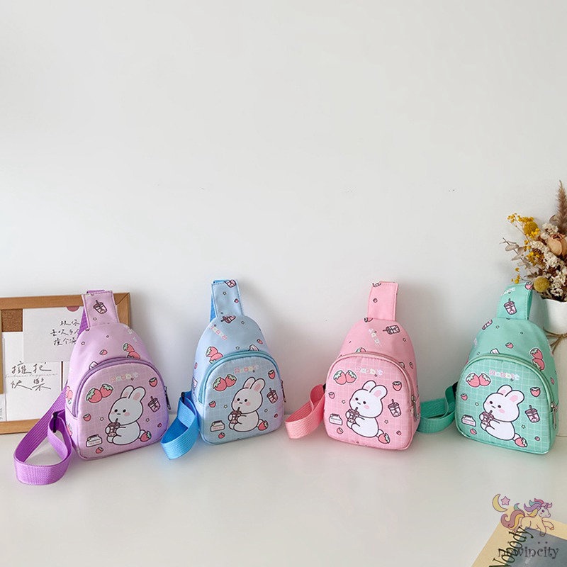 Túi Đeo Chéo Ngực In Hoạt Hình Kiểu Hàn Quốc Dễ Thương Cho Bé Gái