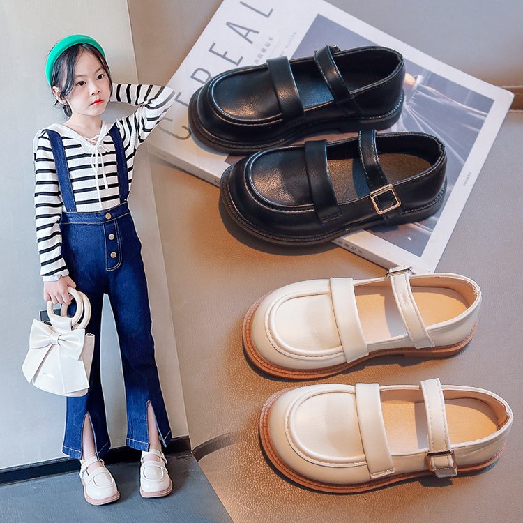 Giày Búp Bê Da Đế Bằng Phong Cách Công Chúa Cho Bé Gái