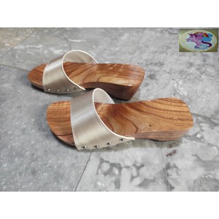 Guốc Gỗ Guốc Mộc Cao 5 Phân Quai Lụa Đủ Màu ( Có đóng thêm đế cao su )