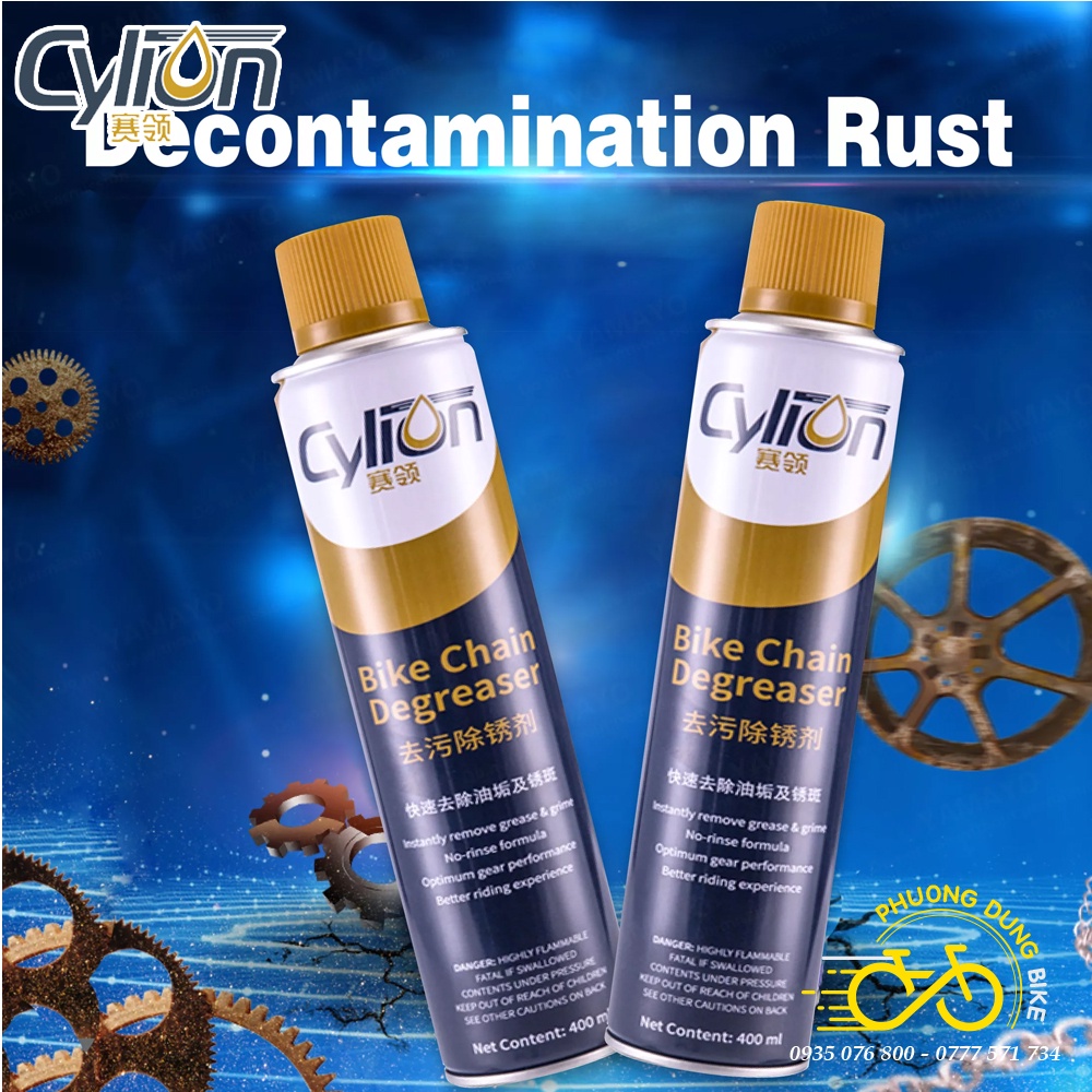 Chai xịt rửa xích líp đĩa xe đạp CYLION Bike Chain Degreaser 400ml - Hàng chính Hãng
