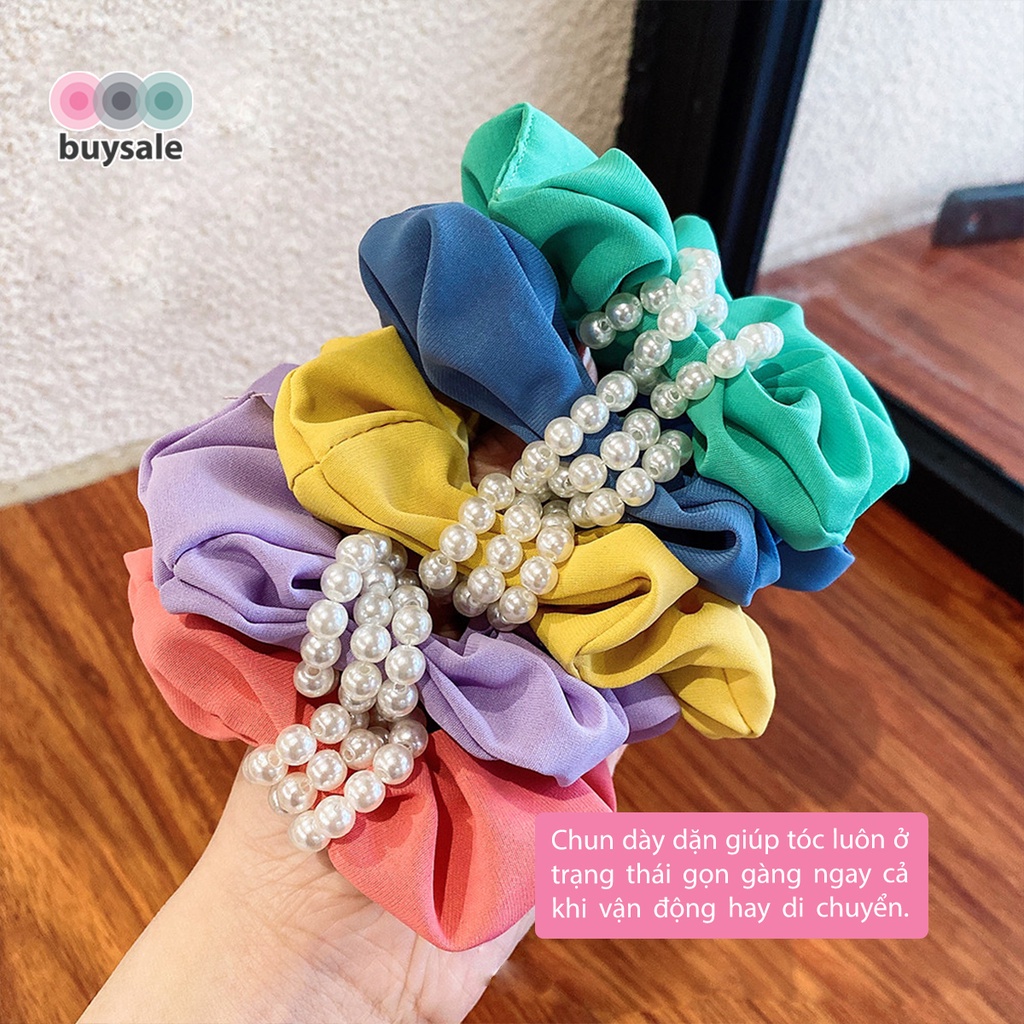 Thun buộc srunchies lụa Tencel kiểu Hàn Quốc, thiết kế nữ tính, thun chắc chắn, không gây gãy tóc - BuySales - BSPK299