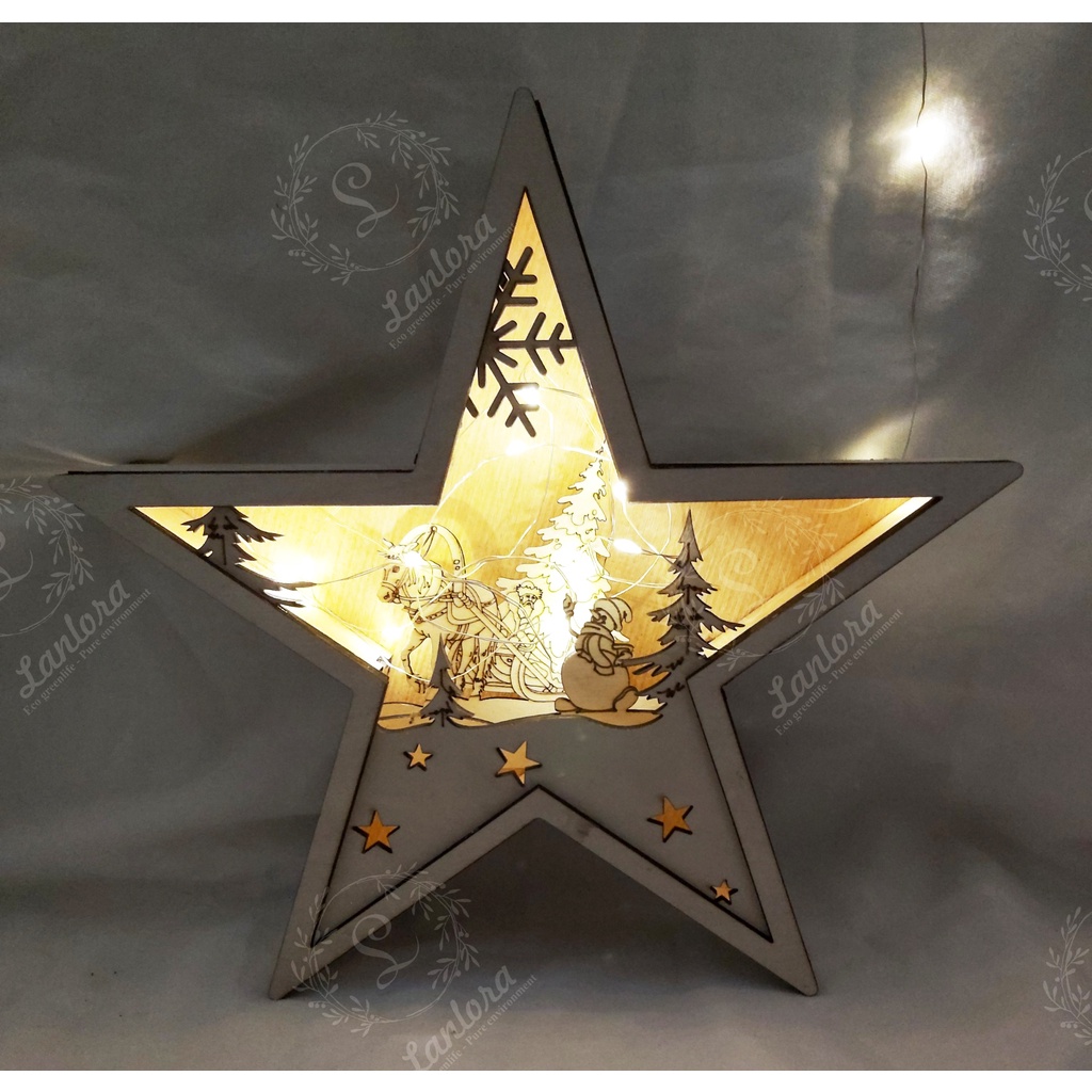 Đèn ngôi sao giáng sinh có hình ông già noel lấp lánh