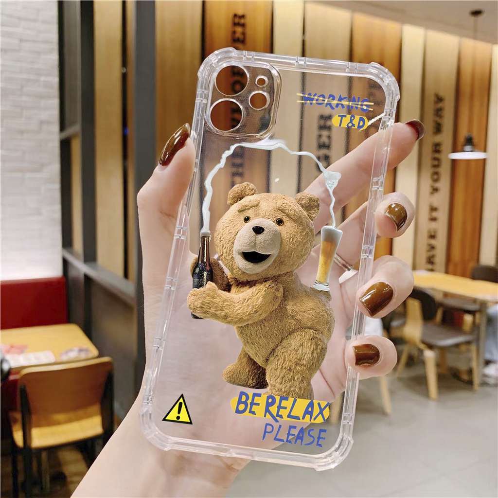 Ốp lưng iphone đôi Gấu Rót Bia dẻo trong suốt case 14plus 14 pro max 13 12 promax 11 mini 6 6s 7 8 plus x xr xs Se