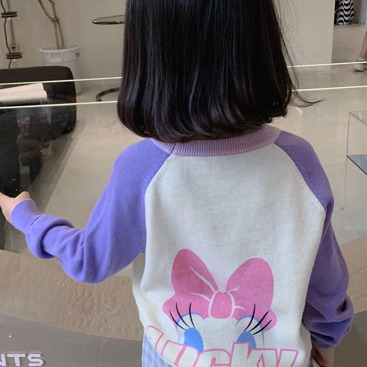 Áo Sweater Cổ Tròn Dáng Rộng In Hoạt Hình Kiểu Hàn Quốc Thời Trang Xuân Thu 2022 Cho Bạn Gái