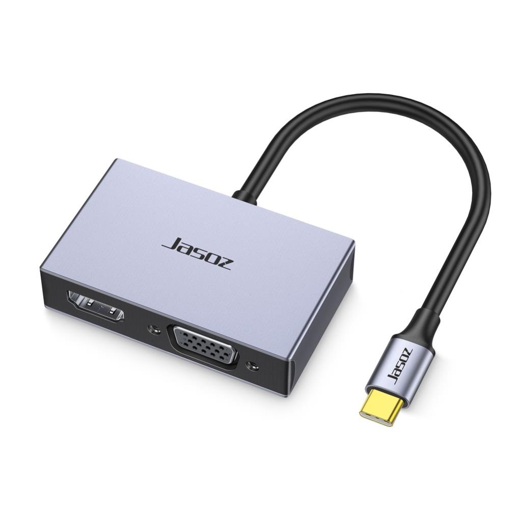 Bộ chuyển đổi cổng Type-C sang HDMI + VGA JASOZ H105- Hàng chính hãng - Bảo hành 18 tháng