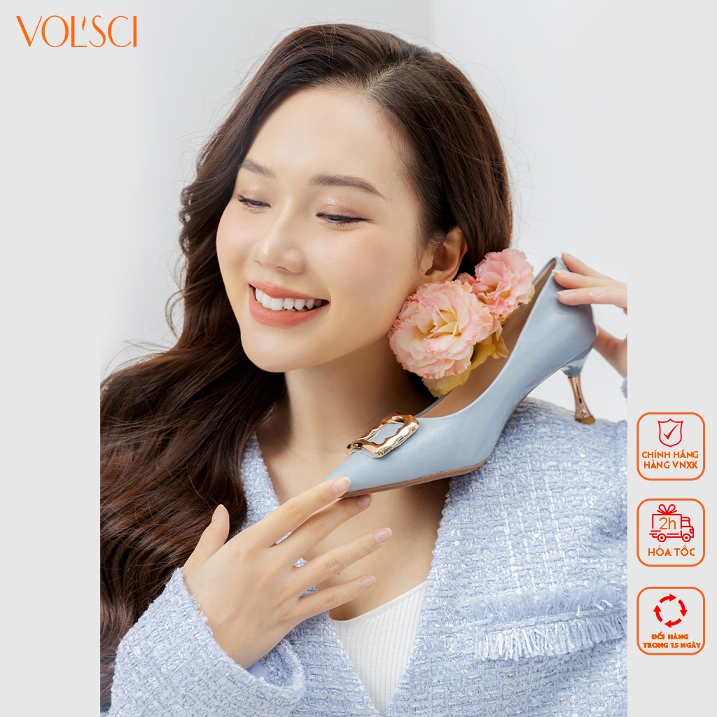 Giày cao gót da bóng 7p gót nhọn công sở cao cấp chính hãng VOL'SCI GNU430