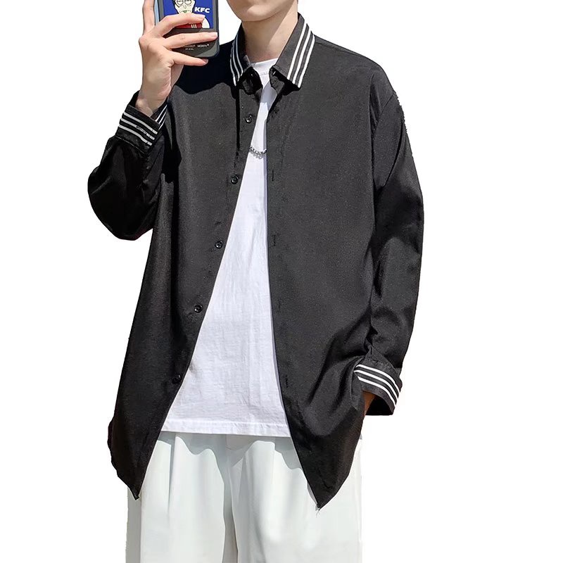 Áo Sơ Mi Dáng Rộng Họa Tiết Kẻ Sọc Phong Cách Nhật Bản Thời Trang Cho Nam Và Nữ Size M-3XL