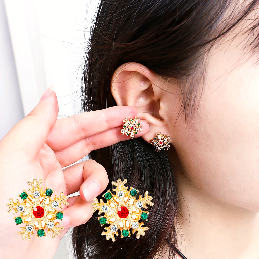 Bông Tai Mạ Vàng Hình Bông Tuyết Đính Đá Dễ Thương Dành Cho Nữ