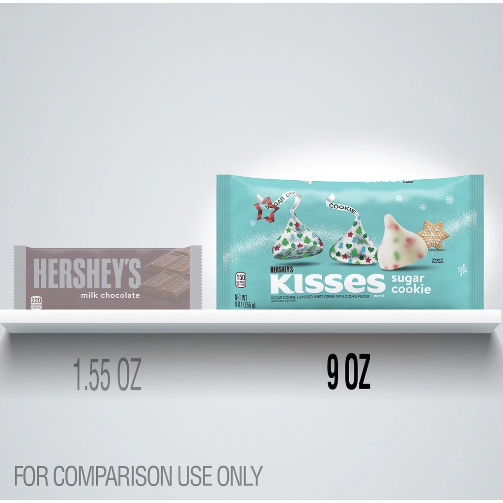 TÚI 255g SOCOLA KEM & BÁNH COOKIES GIÒN Hershey's Kisses - Sugar Cookie Flavor White Creme, Christmas - MẪU GIÁNG SINH (