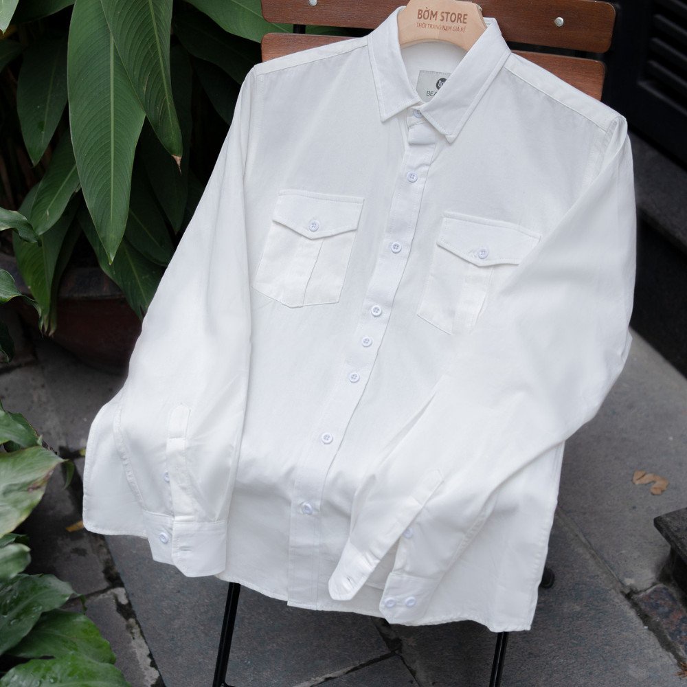 Áo Sơ Mi Nam Chất Kaki Mẫu Hai Túi Hộp Kiểu BEACON DENIM Form Thường Mang Hàng Ngày SMKK319