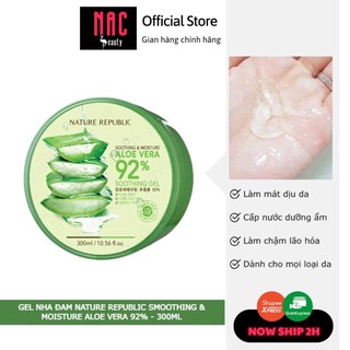 [Xả hàng date 3.2024] Gel nha đam Nature Republic Smoothing & Moisture Aloe Vera 92 % 300ml