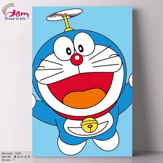 Tranh tự tô màu sơn dầu số hóa DIY size nhỏ cho trẻ em GAM Mã C009 Doraemon