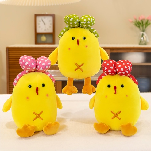 Gấu bông gà mập đeo nơ chấm bi G25B8a gối ôm 25cm thú nhồi bông dễ thương