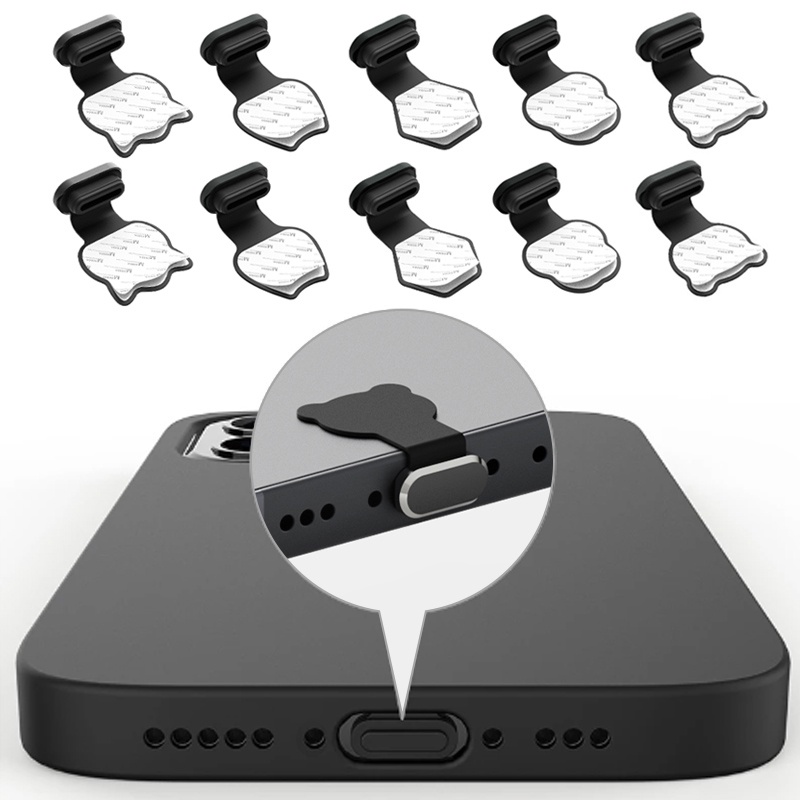 Nắp Đậy Cổng Sạc Chống Bụi Chống Nước Bằng Silicon Cho IPhone Type-C Hình Gấu / Đám Mây / Mèo / Gấu Lầu Năm Góc