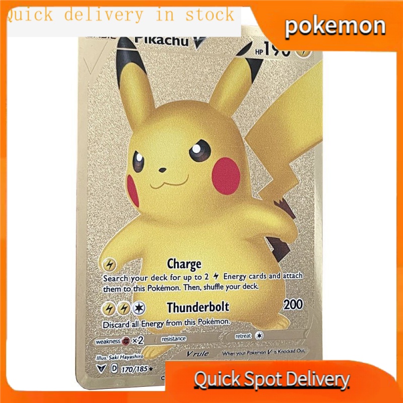 ✨✨Bộ Sưu Tập Thẻ Bài Pokemon Bằng Kim Loại Sắt Màu Vàng Kim in Chữ Tiếng Anh Cho Trẻ Em