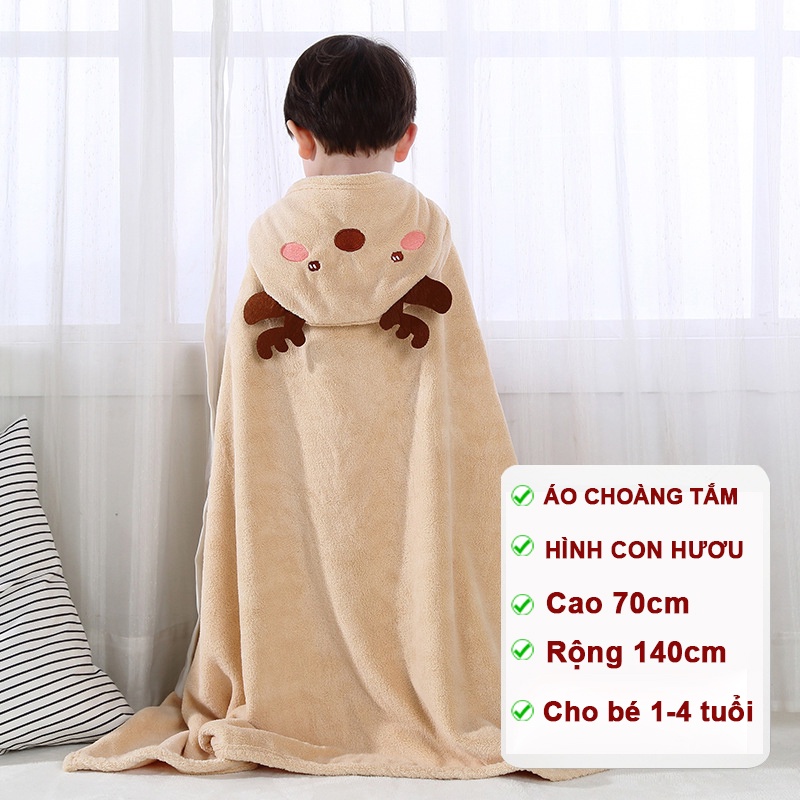 Khăn choàng tắm cho bé có mũ , khắn quấn cho bé sơ sinh hình thú - Tiny Kids