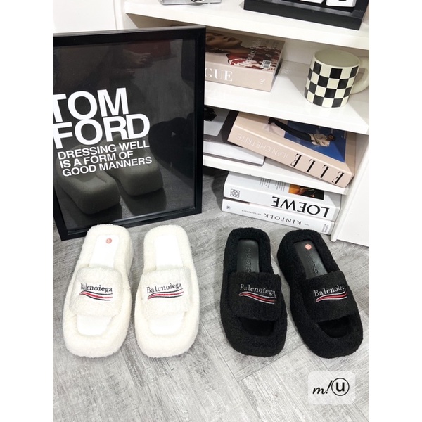 Lê Xuồng Lông Trắng Đen Balenciaga Full Size 35-39  -  By Anh Dinh Phuong