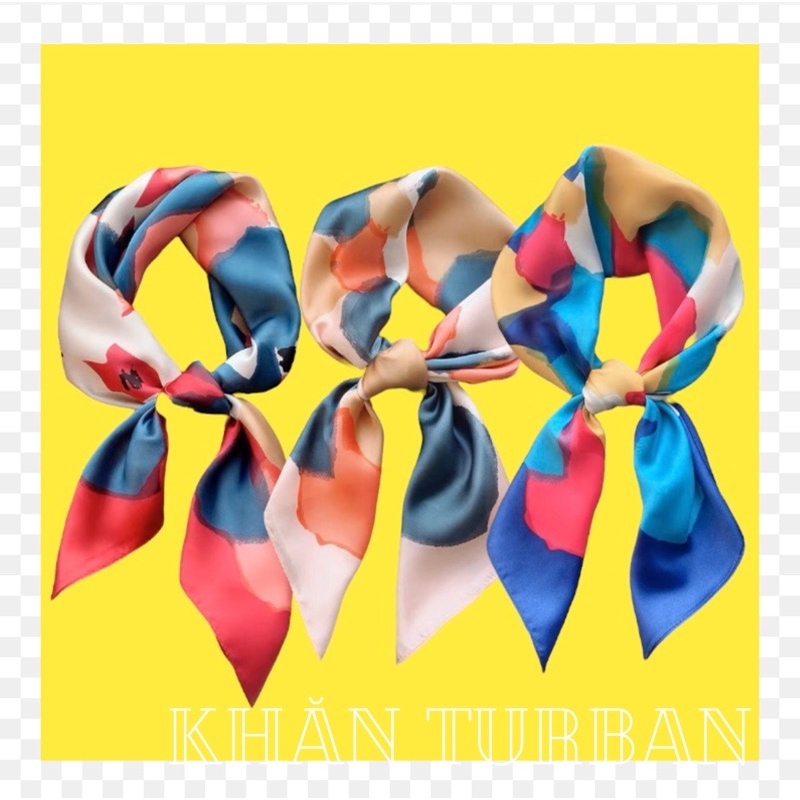 Khăn turban lụa vuông choàng cổ size 70x70cm thanh lịch phong cách nữ tính đa năng dùng làm áo yếm in hoa