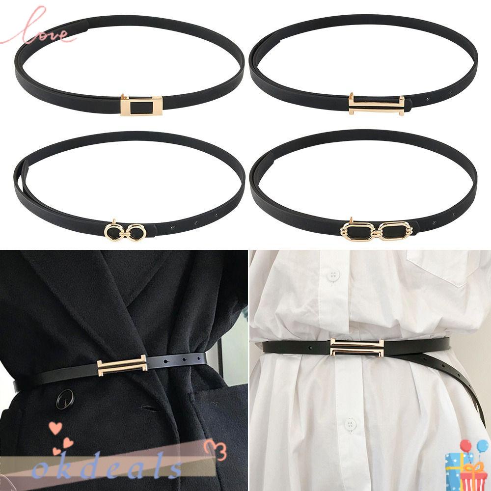 Thắt Lưng Da Pu Sợi Mảnh Màu Trơn Phong Cách Vintage Thời Trang