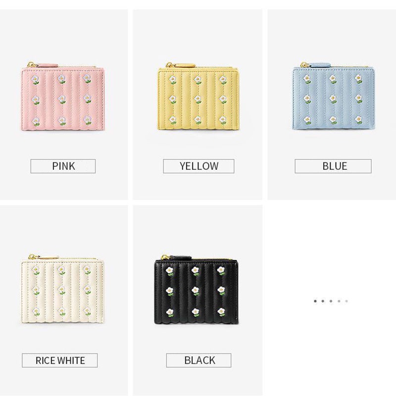 MISCHA Ví Đựng Tiền Xu Bằng Da PU Thêu Họa Tiết Dễ Thương Phong Cách Hàn Quốc