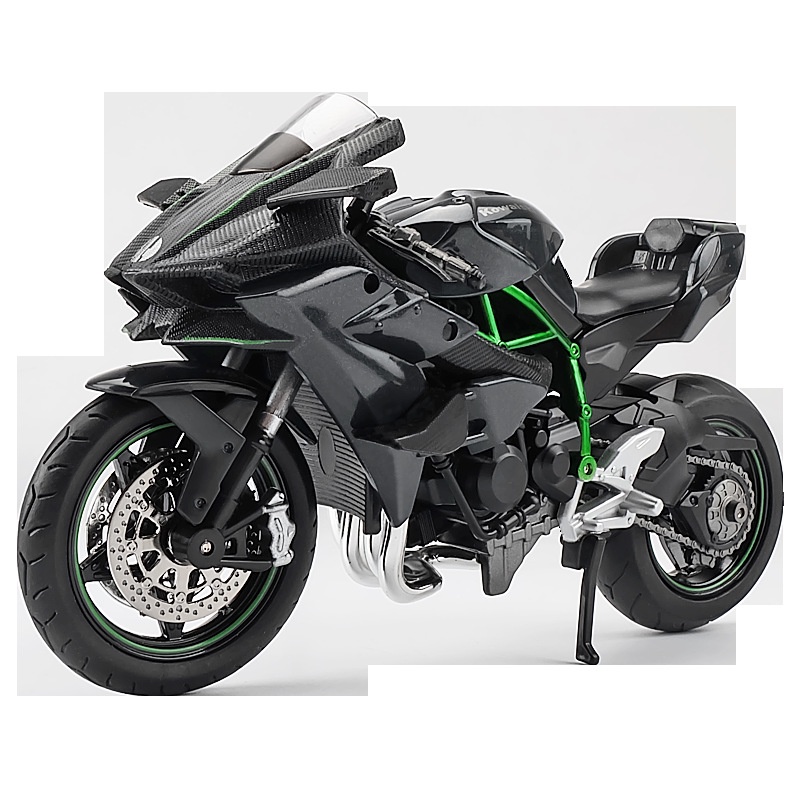 Mô hình xe mô tô Kawasaki Ninja H2R KAVY bằng hợp kim nguyên khối có nhạc và đèn tỷ lệ 1:12