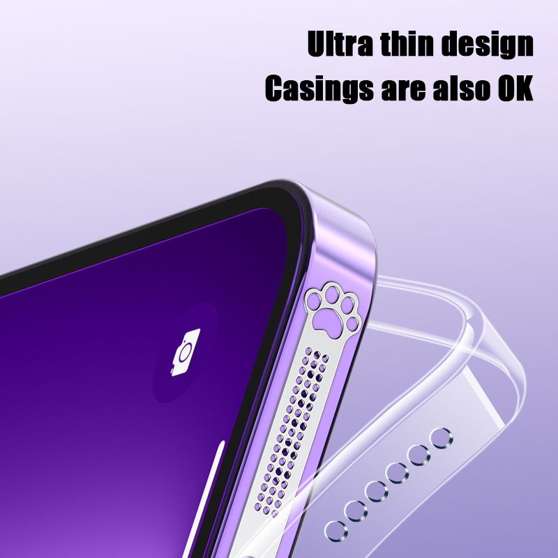 Miếng Dán Chống Bụi Cho Loa Điện Thoại IPhine12 / 13 / 14 Series Bằng Kim Loại Họa Tiết Chân Mèo Dễ Thương