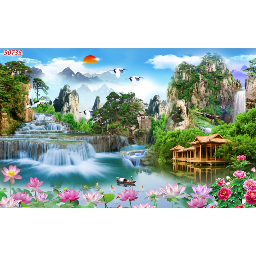 Tranh Dán Tường Sơn Thủy In Vải Lụa 3D Cao Cấp được tìm kiếm nhiều nhất