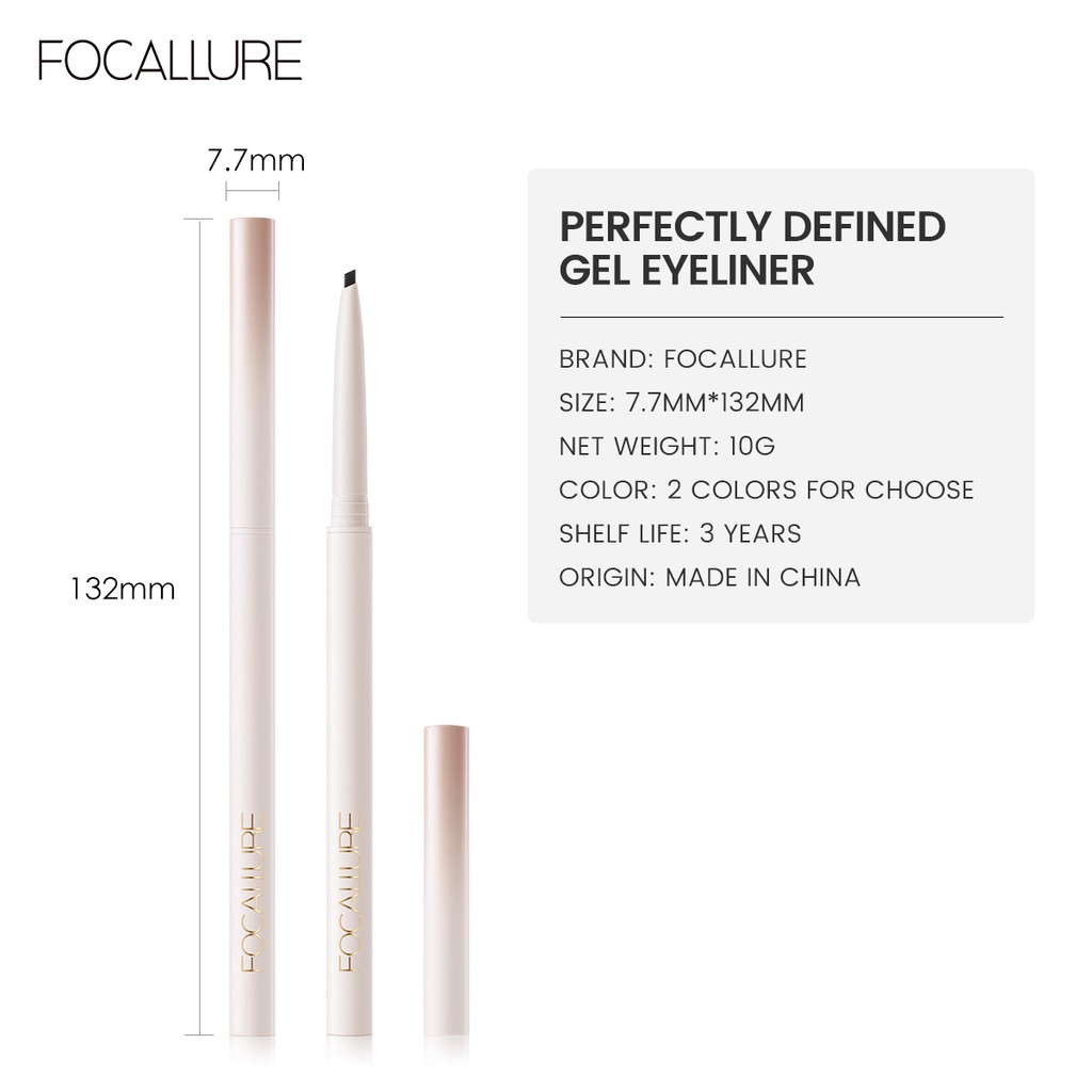 Bút kẻ mắt dạng gel FOCALLURE FA243 siêu mịn đa năng dễ sử dụng dễ kẻ nhanh khô chống thấm nước 10g