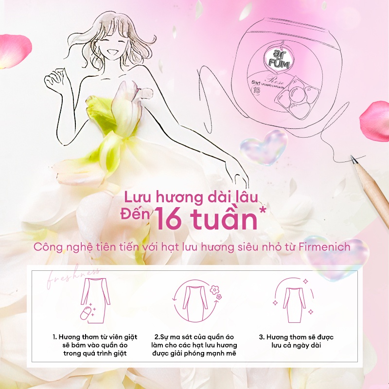 Túi viên giặt xả arfum 5 trong 1 mới lưu hương lâu 16 tuần, khử khuẩn 99% - ảnh sản phẩm 7