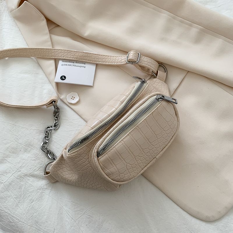 Mischa Túi Đeo Hông Da PU Màu Trơn Họa Tiết Hình Thoi Phong Cách Phương Tây Thời Trang Cao Cấp