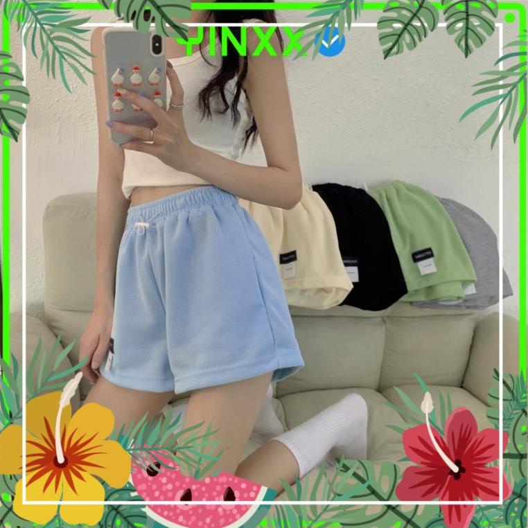 Hàng Chuẩn Quần đùi nữ mặc nhà ống rộng Yinxx, sooc nữ lưng cao vải gân cotton QS105