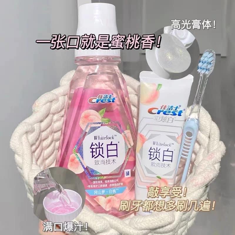 Combo nước súc miệng+kem đánh răng Crest
